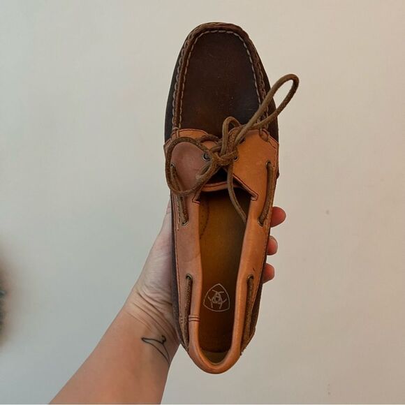 Ariat Burgundy Leather Boat Shoe Loafer - Picture 3 of 10